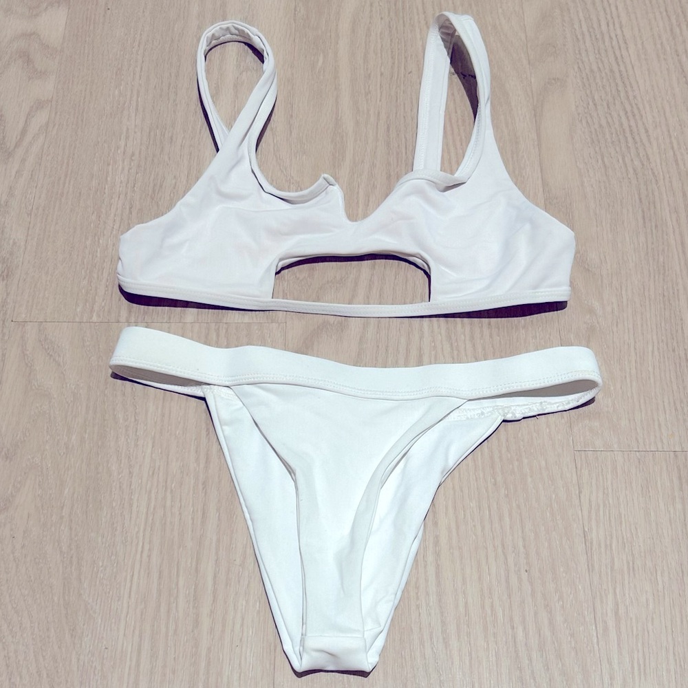Fashion Nova white two piece swim suit, very sexy